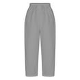 thumbnail image 4 of Amvlyk Linen Pants for Women Solid Color Fashion Elastic High Waist Drawstring Breathable Lounge Pants Trendy Casual Wide Leg Pants with Pockets Lightweight Loose Flowy Beach Travel Vacation Pants, 4 of 6