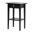 thumbnail image 2 of Black Nightstand -28" Tall End Table with Drawer & Shelf - Wood Veneer Frame, Nickel Hardware, 2 of 5