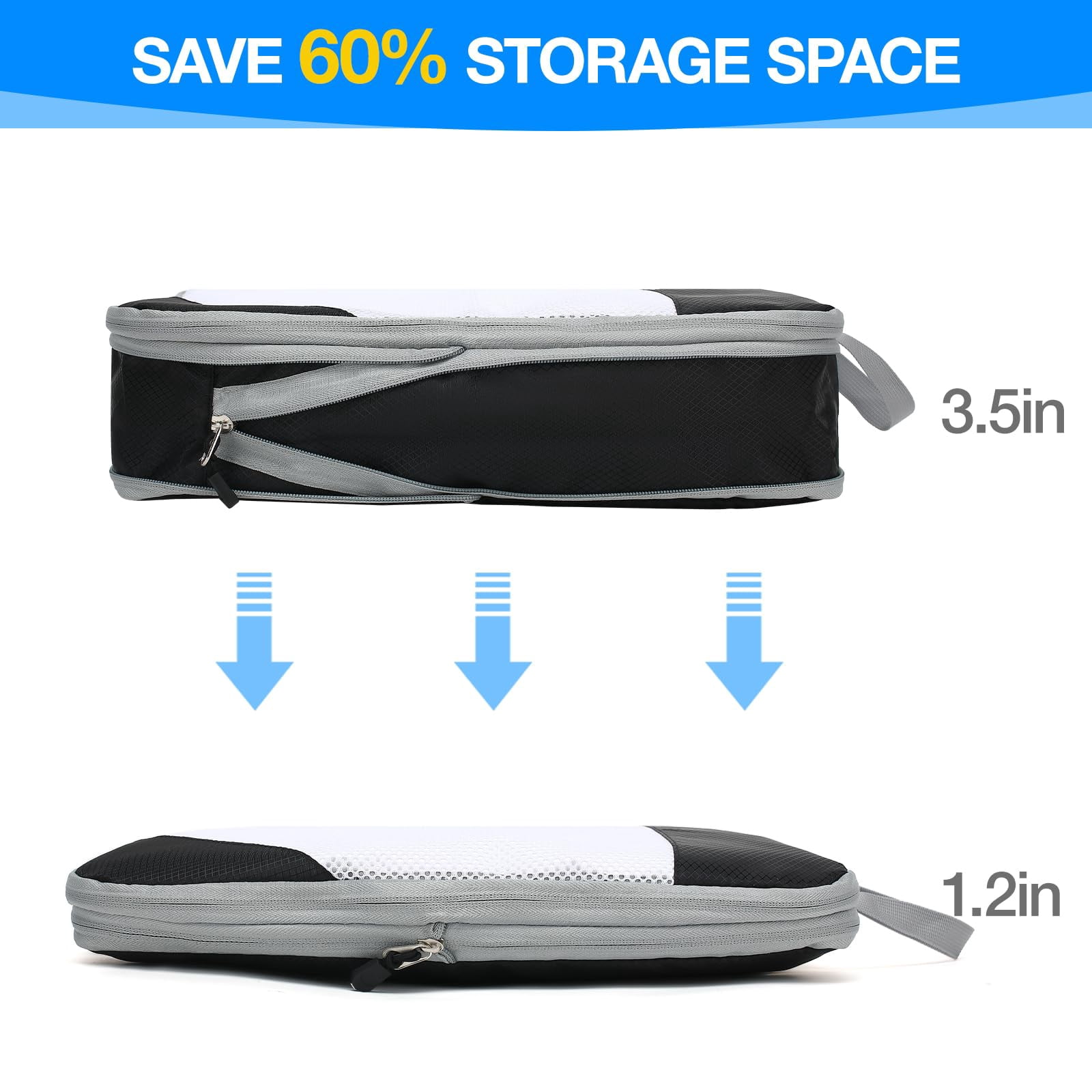 Packing Cubes Compressible, 8 Set Travel Packing Cube Organizer for Carry-on Luggage - Versatile & Reusable Travel Accessories Mesh Storage Bags Maximize Space & Stay Organized for Suitcase