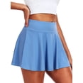 thumbnail image 2 of Cadmus Women's 2-in-1 High Waisted Pleated Skort with Pockets- Flowy A-Line Tennis Golf Skirt with Built-in Shorts,Blue,L, 2 of 7