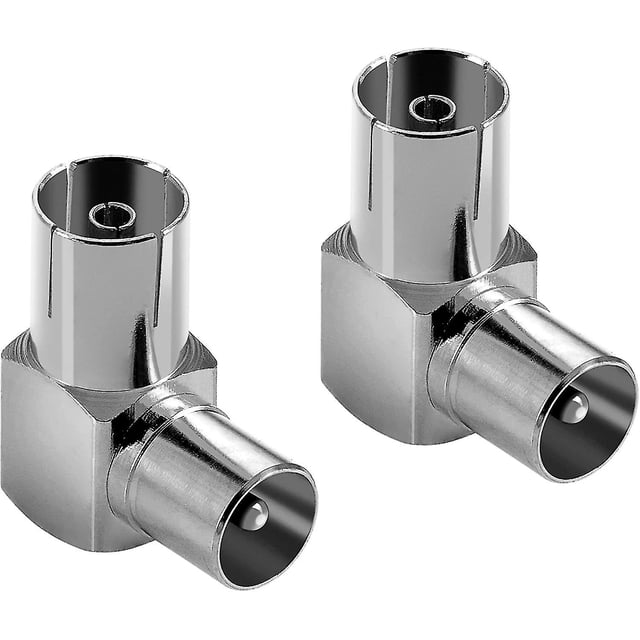 Adaptateur D'antenne Tv Pour Angle (coud 90 Degrs)fiche Tv Coude Pour Les Connexions D'antenne, Radio, Tv, Satellite, Argent 2 Pices - kaili Sencillez
