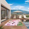 thumbnail image 3 of Summer Flamingo Outdoor Rug for Patio/Deck/Porch, Non-Slip Large Area Rug 4 x 6 Ft, Tropical Plants Botanical Floral Pink Plaid Indoor Outdoor Rugs Washable Area Rugs, Camping Rug Carpet Runner, 3 of 8