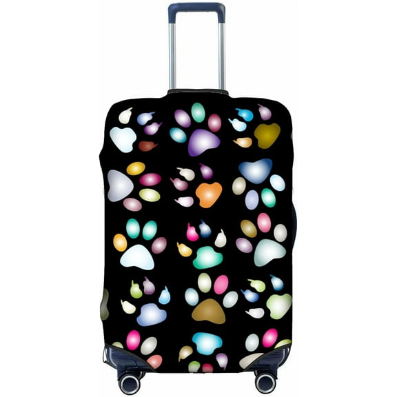 Luggage Cover Colorful dog paw print Suitcase Covers Elastic Dustproof Protector For 18-32 Inch Luggage Washable And Decorative Travel Bag Cases(M)