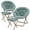 Teal Blue, variant on Magshion Set of 2 Oversized Saucer Chair with Ottoman, Faux Fur Folding Chair and Footrest Foot Stool Set with Metal Frame for Bedroom Living Room, Blue