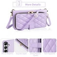 thumbnail image 3 of Furiet Argyle Wallet Case for Samsung Galaxy S24/S25 5G with Wrist Strap Shoulder Strap, Card Slots Zipper Purse PU Leather Stand Checkered Phone Cover for S 24 24S 25 25S G5 Women Girls Purple, 3 of 8