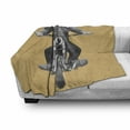 thumbnail image 2 of Lemur Soft Flannel Fleece Throw Blanket, Tropical Monkey Riding a Scooter Striped Pullover Casque Graphic Print, Cozy Plush for Indoor and Outdoor Use, 50" x 70", Sand Brown Pale Taupe, by Ambesonne, 2 of 5