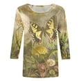 thumbnail image 4 of Pompotops T-shirt à Manches Mi-Longues 3/4 Imprimé Mode Femme Col Rond Haut Décontracté, 4 of 5