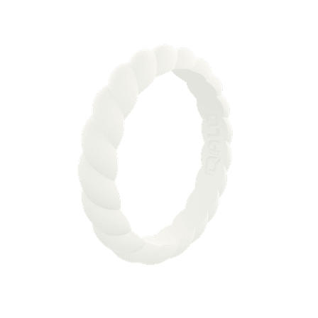 QALO Womens White Twist Stackable Silicone Ring Size 06