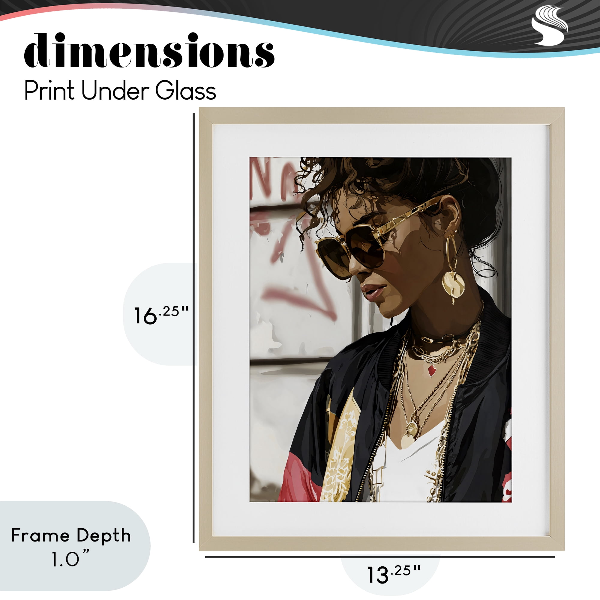 Stupell Industries Woman in Sunglasses With Jewelry Birch Framed Print Under Glass, design by Franklyn Gregory