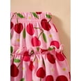 thumbnail image 6 of Sytepopcy Girls Summer Outfit Kids Short Sleeve Cherry Pattern Shirt Shirred Layered Floral Skirt 2pc Set Birthday Party Clothes 6T/1955, 6 of 7