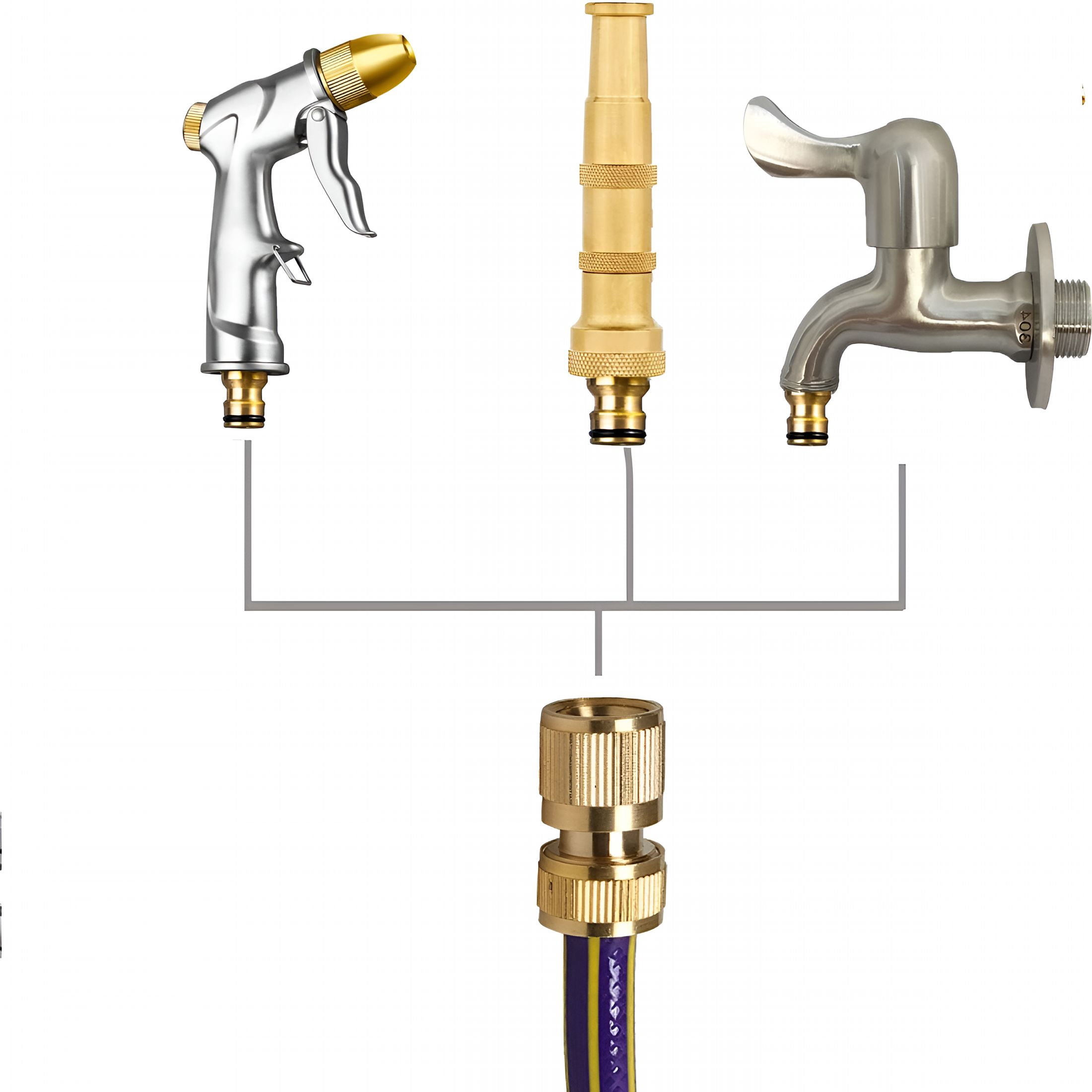 ZHZFKQ Quick Connect Hose Fitting, Solid Brass Garden Hose Quick Connectors 3/4 Inch Thread No-Leak Water Hose Repair Fittings Male and Female Hose Adapter