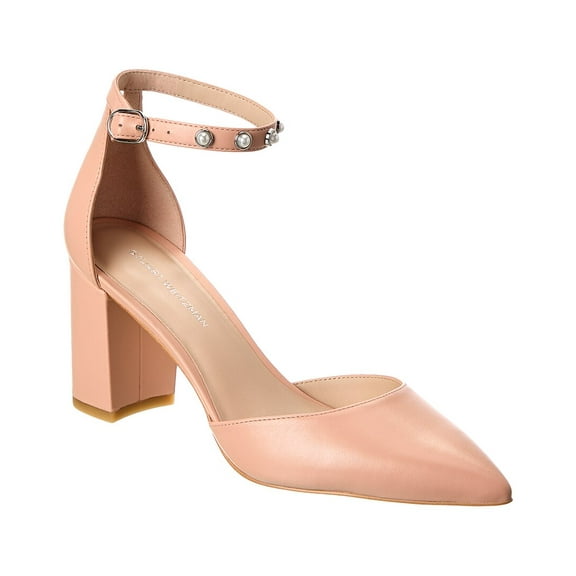 Stuart Weitzman Pearl Strap Block 75 Leather Pump, 6.5, Pink