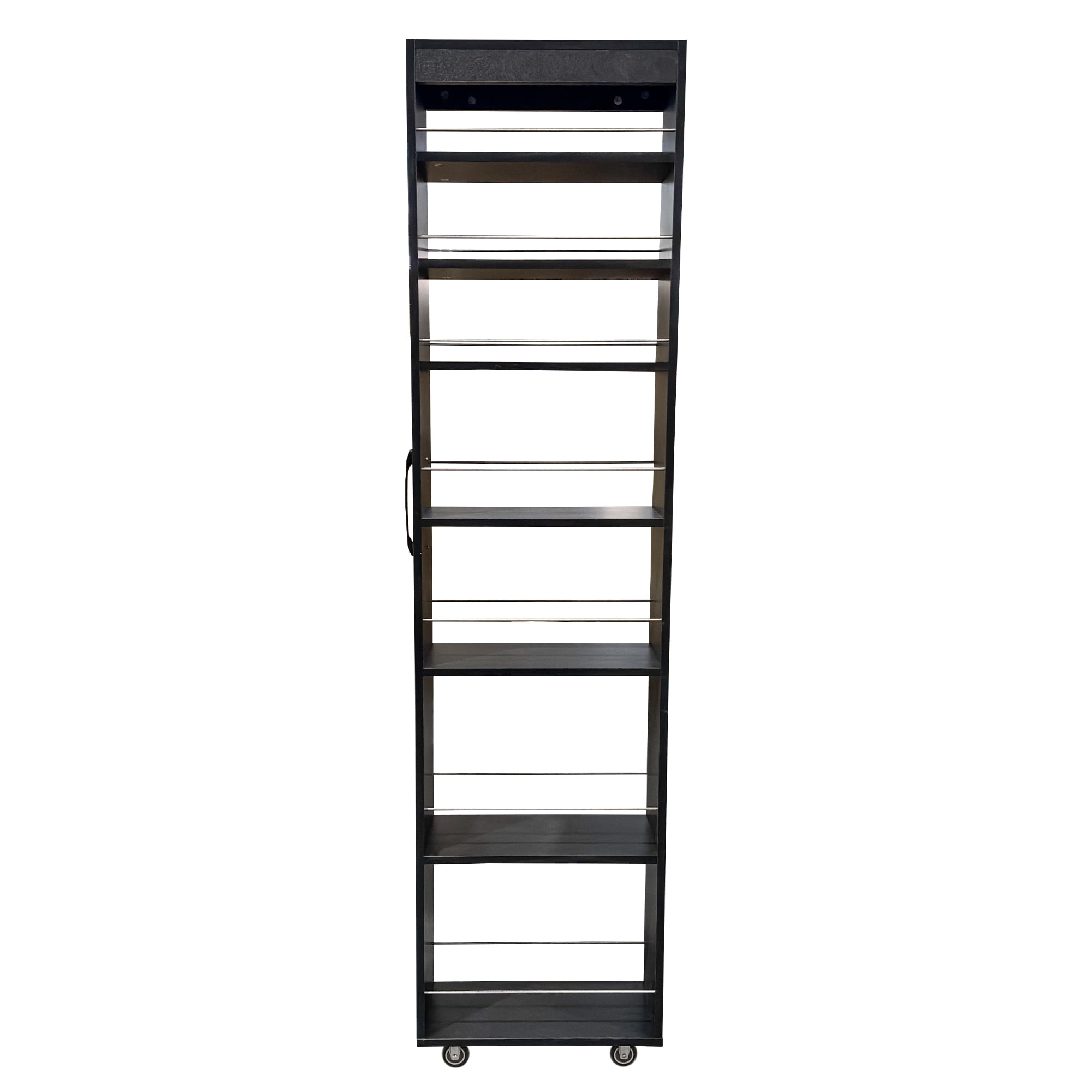 7-Tier Slim Pull-Out Storage Shelf Rolling Utility Cart for Narrow Kitchen Spaces, Black