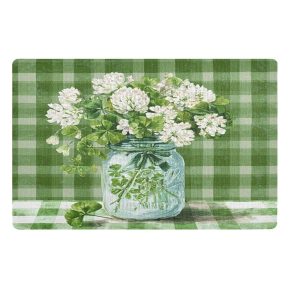 Doormat Door Mat 32x20 Inches Outdoor Doormats Bath Rugs Front Door Carpet Dust Cushion Porch Mat Living Room Mat Balcony Mat Kitchen Mat Four-leaf Clover Bottle