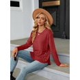 thumbnail image 4 of Blusas de Larga con Cuello Redondo para Mujer, Blusas Holgadas con Botones para Otoño e Invierno 2025. Rojo S, 4 of 10