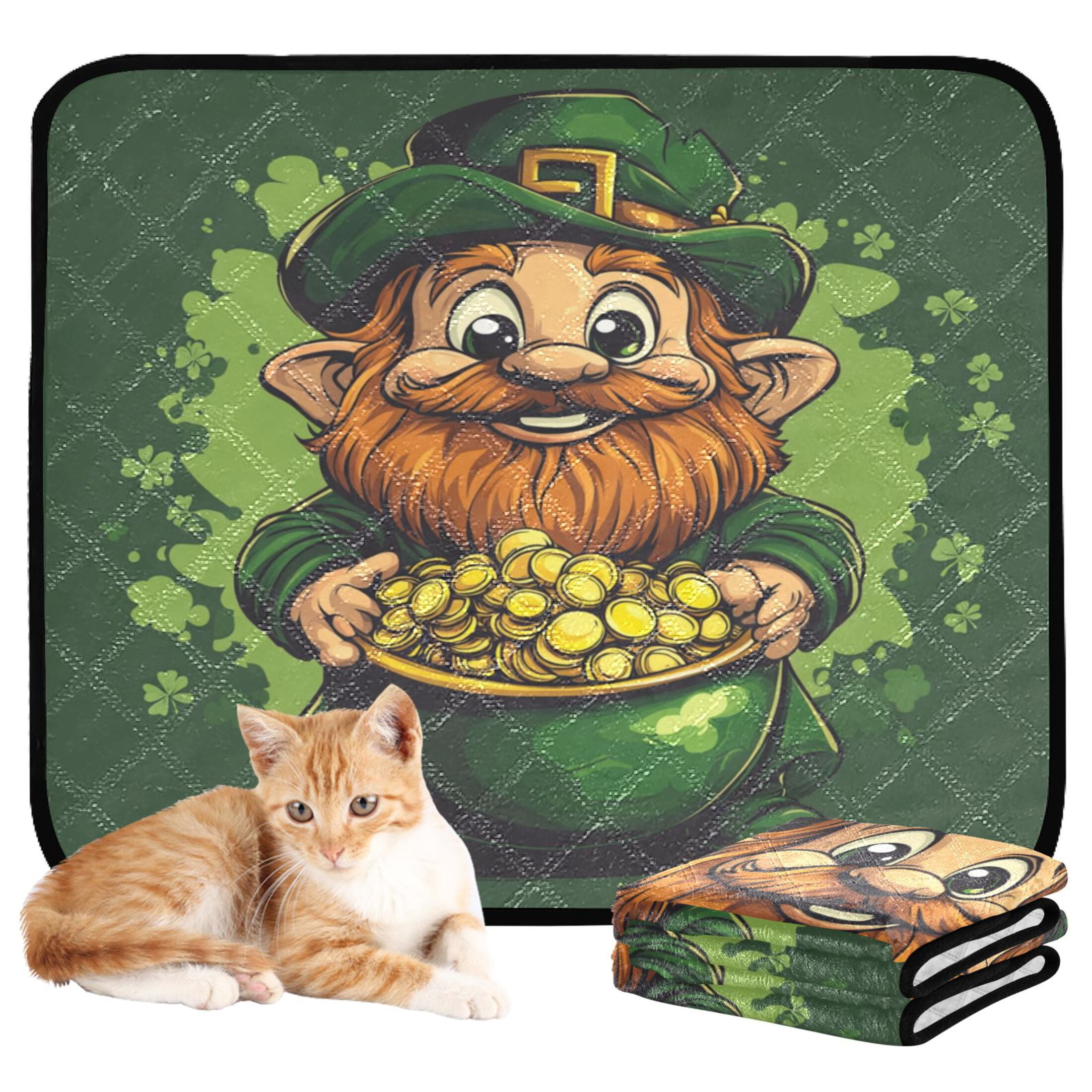 Qxltty St Patricks Old Dwarf Cat litter Pads Pet Set of 2 Diaper Mats Center Anti-leakage Layer Absorbent Soft and Comfortable