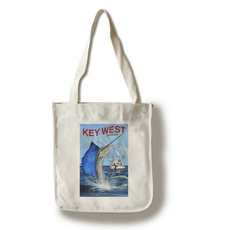 Key West, Florida - Sailfish Deep Sea Fishing - Lantern Press Artwork (100% Cotton Tote Bag -