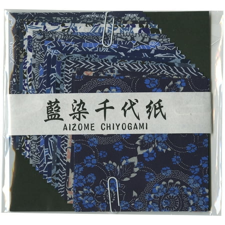 UPC: 0762867013585 | Aitoh Origami Paper 4 X4  20/Pkg-Aizome Chiyogami