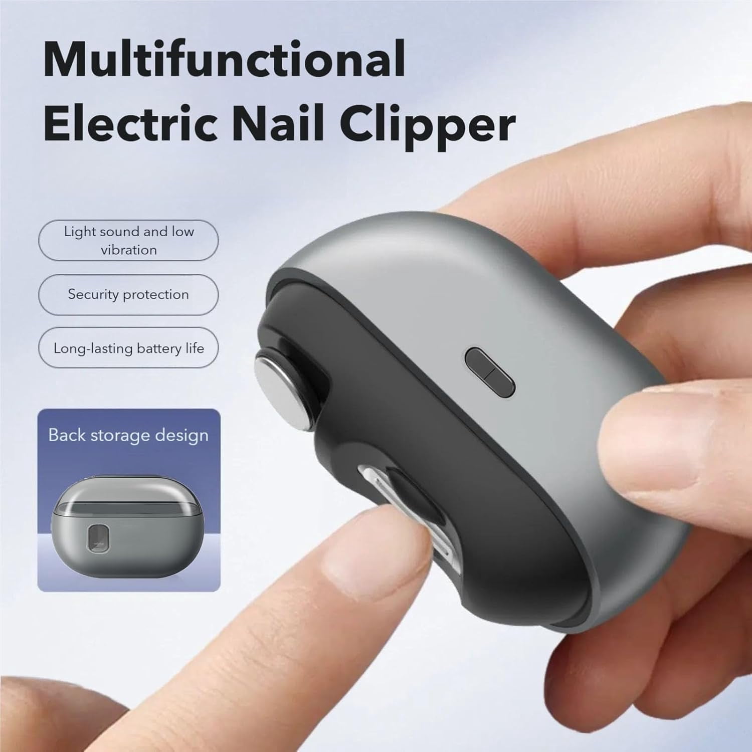 Easyclip Smart Nail Clipper,Fanyil 3 in 1 Easy Clip for Seniors,Designed for Extra Hard/Thick Hands Feet Nails,Polishing Clipper with Light,Safe for Baby & Seniors-Grey-7-14 Days delivery(1pc)