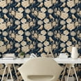 thumbnail image 2 of Ambesonne Floral Birds Peel & Stick Wallpaper for Home, Night Garden Flourish, 13"x100", Dark Night Blue Camel, 2 of 5