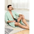 thumbnail image 3 of EA'S SECRET 100% Cotton Men's Lightweight Robe Short Sleeve Mens Bathrobe Lightweight Spa Bath Robe for Men(Turquoise,L), 3 of 7