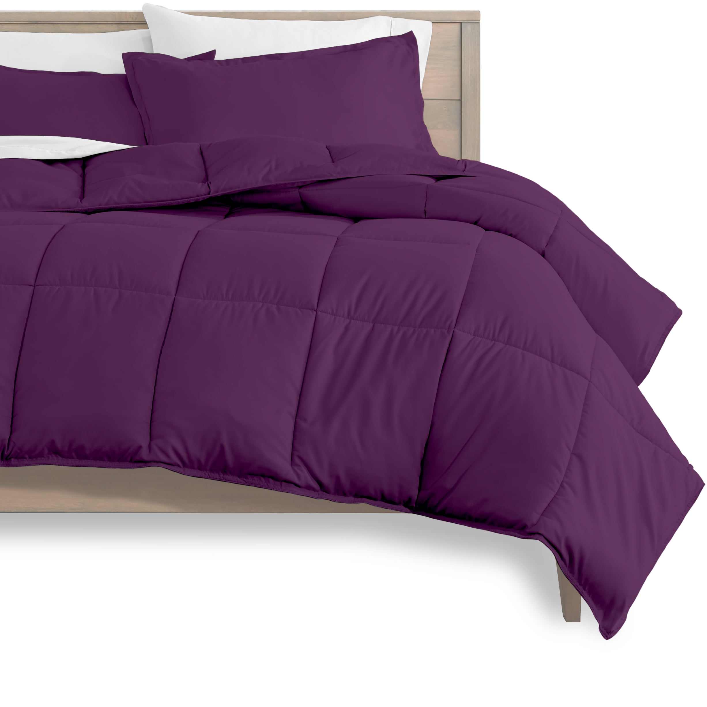 Bare Home Microfiber 5-Piece Plum and White Bed in a Bag, Twin XL