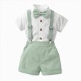 thumbnail image 2 of NIEWTR Baby Boy Clothes Suits Toddler Dress Shirt With Bowtie Suspender Pants Outfit Sets Gentleman Wedding 1-6 Years Kids Ceremony Party Gift(A-Light Green,5-6 Years), 2 of 7