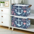thumbnail image 2 of Yayeee Foldable Storage Basket for Shelves with Handles Waterproof Cloth Bins, Light Blue Anchor, 2 of 7
