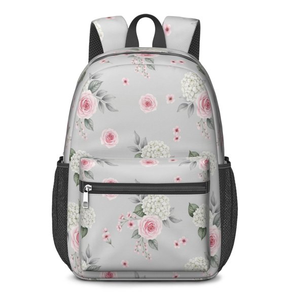 Pioneer Flower Floral Print Pattern 17" School Backpacks for Teens,Waterproof Oxford Fabric,S-Shape Padded Straps for School,Travel,Hiking,Camping