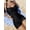 Black, variant on Women's Black White Polka Dot Halter One Piece Swimsuit Ruched Vintage Beach Swimwear