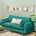 thumbnail image 3 of Costway Causeuse Moderne Canapé 2 Places avec 2 Coussins Cylindriques Poche de Rangement Latérale Sarcelle, 3 of 10