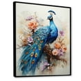 thumbnail image 2 of Designart "Dance of the Peacock Blue Coral Indian Art II" Animals Floater Framed Wall Art Print, 2 of 7