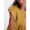 thumbnail image 5 of Scenario Women's and Women's Plus Short Sleeve Pleated Embroidered Printed Top, Sizes XS-4X, 5 of 6