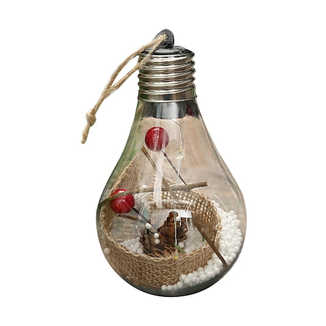 Mistaha Christmas Tree Hanging Bulb Globe with Hanging Rope Christmas DIY LED Light Bulb Christmas Tree Hanging Pendant Decoration for Christmas Winter Home Holiday Party Gift