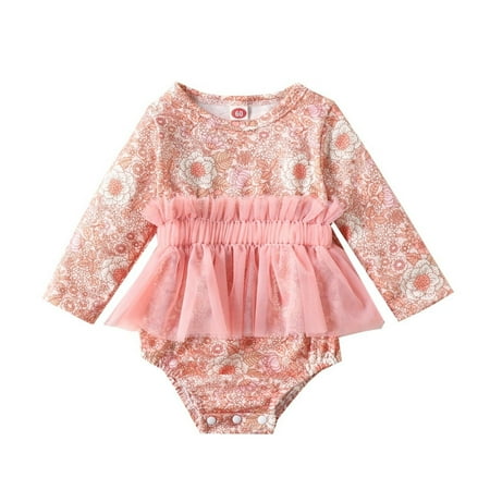 

Onesie Baby Jumpsuit Baby Boys Girls Floral Autumn Long Sleeve Tulle Romper Bodysuit Clothes Kid Child Fashion Baby jumpsuits