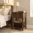 thumbnail image 6 of YAURA 12" Shallow Nightstand, Mid-Century Modern Fluted Bedside Table with Drawer, Compact Walnut End Table for Small Spaces, 6 of 9