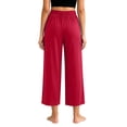 thumbnail image 5 of Women's Modal Wide Leg Cropped Pants, Spring Summer Loose Flowy Loungewear Trousers for Home & Outdoor Wear Wine M(M), 5 of 9