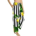 thumbnail image 2 of Junzan Lemons On Striped Women'S Pajama Pants Drawstring Comfy Sleep Bottoms With Pockets, 2 of 9
