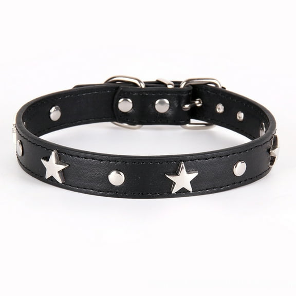 Dog collar with star studs, small dog necklace for small dogs, adjustable length for cat pet collar