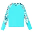 thumbnail image 5 of inhzoy Kids Girls Long Sleeve Swim Top with UPF 50+ Floral Printed Swimming Shirt Rash Guard Beach Bathing Tops Teal 12, 5 of 6