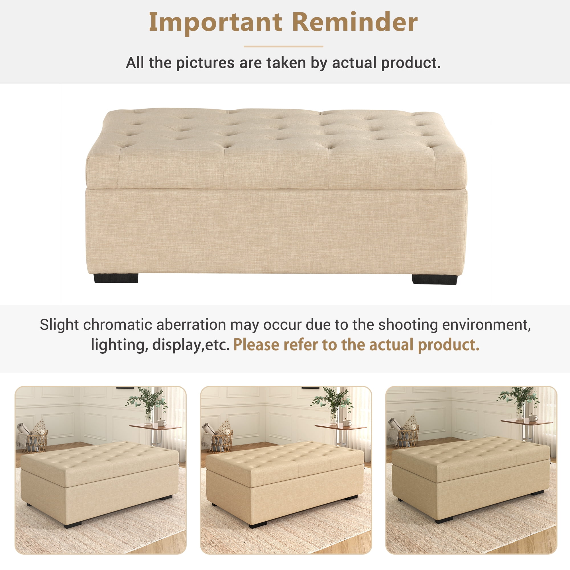 Euroco Convertible Ottoman Sleeper Bed with Memory Foam Mattress, Folding Twin Bed for Guests, Tufted Linen Upholstery, Iron Frame, Space-Saving Sofa Bed
