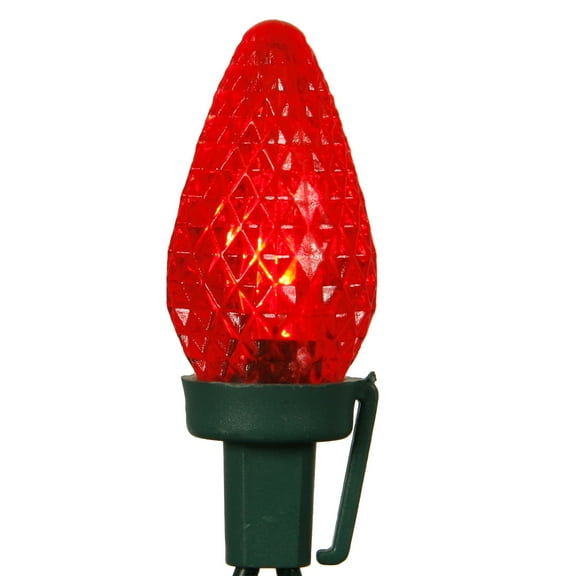 Vickerman 25 Red Twinkle C7 LED Light on Green Wire, 16' Christmas Single Mold Light Strand