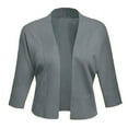thumbnail image 3 of FOLUNSI Women's 3/4 Sleeve Cropped Cardigans Sweaters Jackets Open Front Short Shrugs for Dresses, 3 of 7