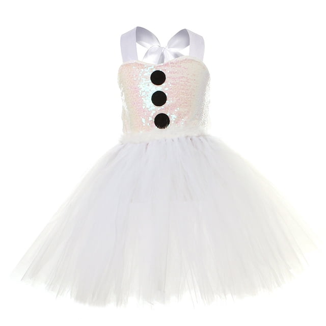 Vestido de malla de muñeco de nieve navideño, conjunto de vestido para niñas, vestido de elfo navideño COS, disfraz de escenario festivo