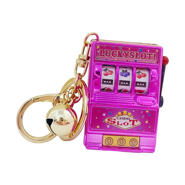 Mini máquina tragamonedas llavero de juguete mini juego de arcade, novedad con campana, máquina de frutas portátil, colgante con ranura, regalos para juegos para mujeres y niños