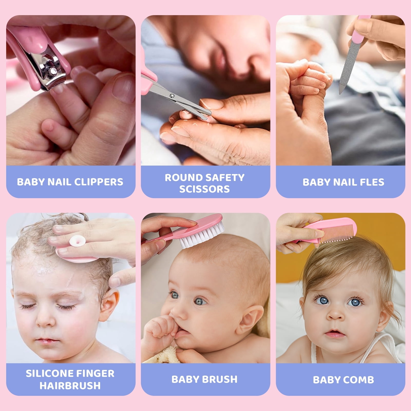 Dofurz 20 Pcs Baby Healthcare and Grooming Kit, Safety Newborn Nursery Baby Care Kit, with Hair Brush Comb, Nail Clipper, Thermometer, Newborn Essentials Girls Boys