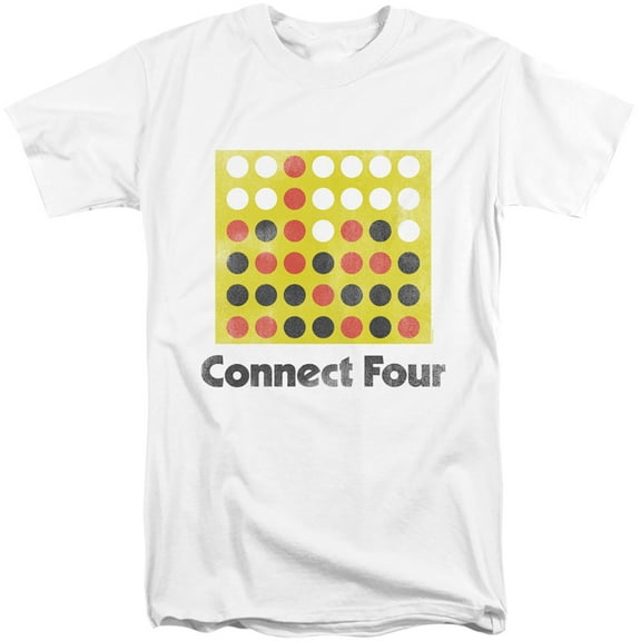 Connect Four Classic Logo Distressed S/S Adult Tall 18/1 T-Shirt White