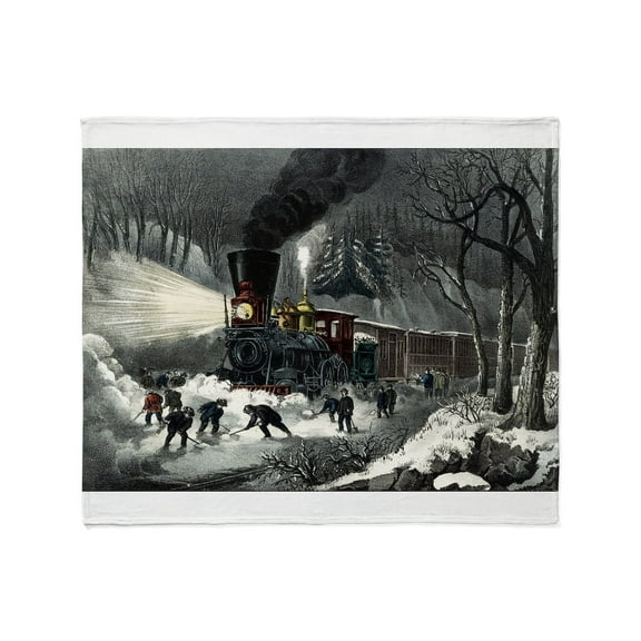 CafePress - American Railroad Scene Snowbound 1871 Throw B - Soft Fleece Throw Blanket, 50"x60" for All Ages