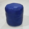 thumbnail image 2 of Round Shaped Goat Leather Handmade Eco-Friendly Blue Pouf - Round Shape Pouf, 18" x 18" x 18", Plain Solid Pouf, Goat Leather Pouf, Recycled Cotton Fill Stuffed Pouf, Leather Seating Pouf, 2 of 5