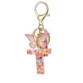 thumbnail image 2 of Yika 26 Letter Keychain Initial Keyring Alphabet Resin Flower Key Chain with Butterfly Tassel Pendant Handbag Purse Charm Pink Petal T, 2 of 2